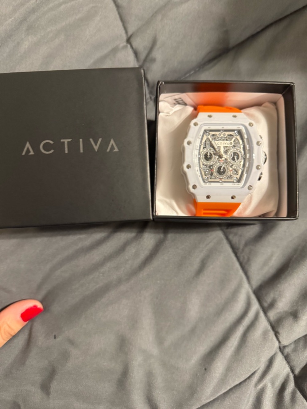 Ativa Orange and White Sport Watch with Silicone Strap